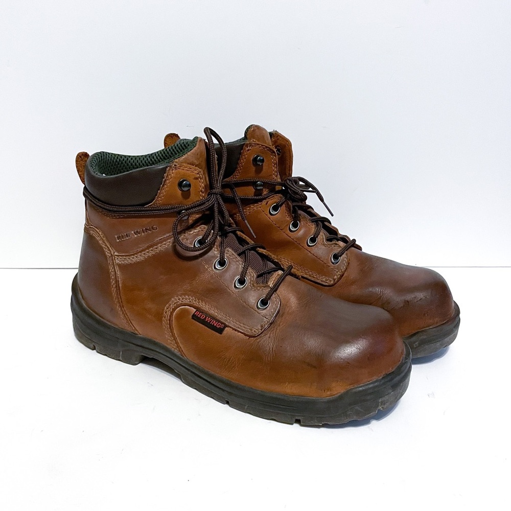 Red Wing Shoes Brown Leather Lace Up Steel Toe Boots